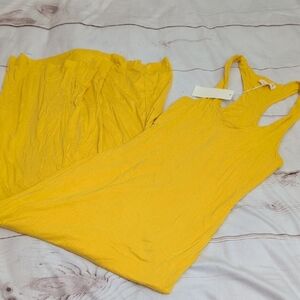 See You Monday Yellow Racerback Tank Top Maxi Dress size Small New Summer Spring